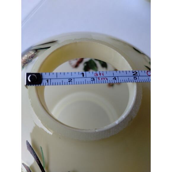 4 Vtg Transfer Flowers Glass Lamp Shade Yellow Roses Chimney Hurricane Electric - Picture 3 of 9